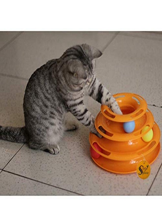 Sage Square Cat's 3 Layers Tower Pet Intelligence Crazy Play Tray Toys Interactive Toy - Image 5